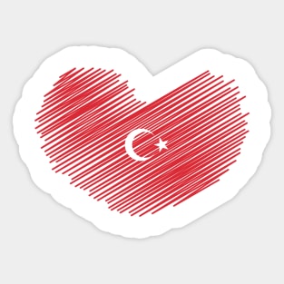 Turkey Heart Flag Design Sticker